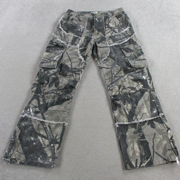 KGYA Pants - KGYA Camo Pants Womens Small Boyfriend Cargo Y2K Baggy Utility AOP Straight Leg